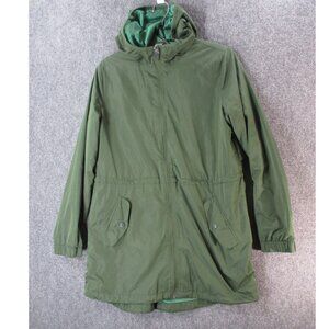 Old Navy Jacket Womans Medium Army Green Windbreaker Nylon Hoodie Lined Pockets